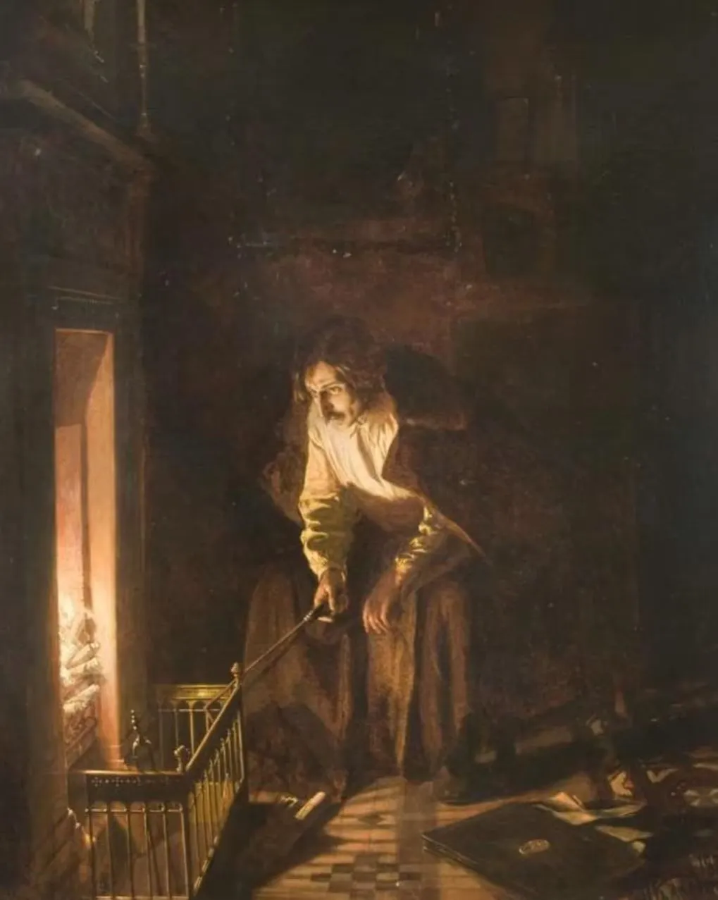 Михаил Клодт. Конец «Мёртвых душ» (Гоголь сжигает свою рукопись). 1887. / Музей-усадьба «Абрамцево»